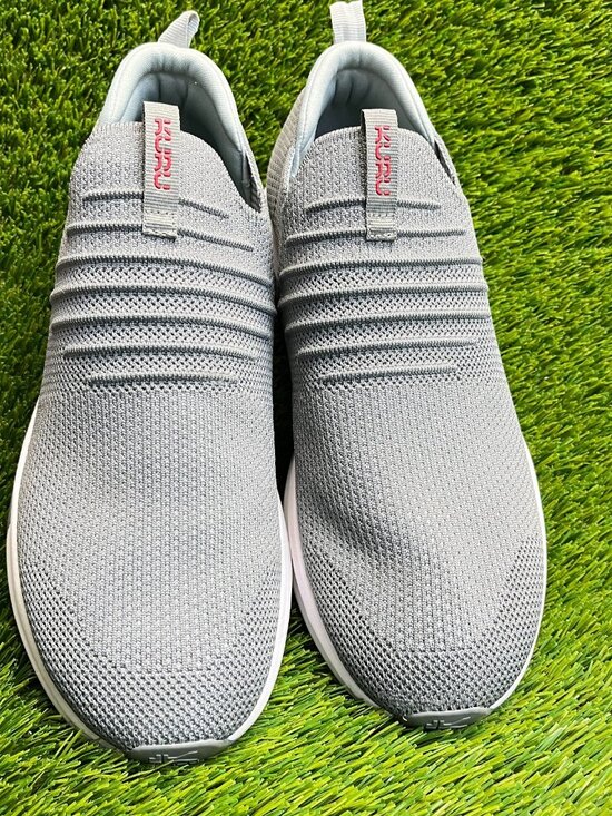 Kuru Atom Slip-On Mens Size 9.5 Gray White Athletic Walking Shoes Sneakers